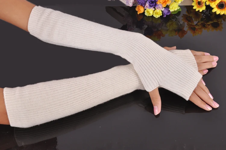 Горячая Распродажа, зимние женские теплые гетры, 40 см, вязанные кашемировые длинные вязанные перчатки-митенки