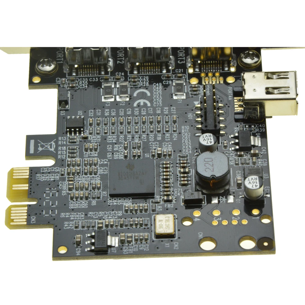  3 puertos 1394B + 1 compartido 6Pin 1394A PCI-e Tarjeta de controlador PCIe a Puerto externo Firewi