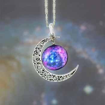 

New Car Crystal Ornaments Cosmic Star Moon Time Gemstone Pendant Necklace High-End Sparkling Wedding Decoration
