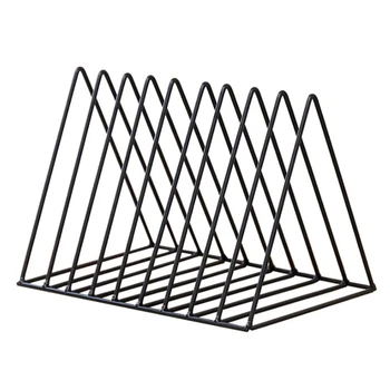 

Creative Nordic Wrought Iron 9 Grid File Storage Shelf Finishing Rack Office Desktop Books Shelf Triangle Shape Bookends