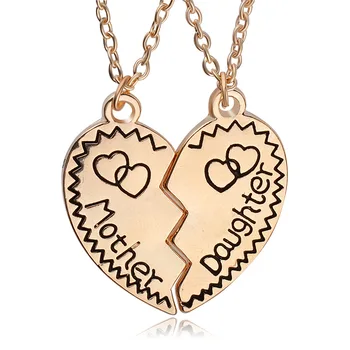 

Euro-American Trendy Necklace Mother&Daughter Loving Heart Necklace Fashion Silver Plated Chain Wholesale 20pairs/lot