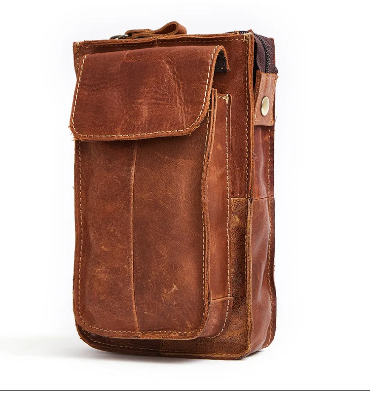 Масляное нубука ретро носить маленький сотовый телефон талии пакет моды Повседневное открытый натуральная кожа Для мужчин мешок A4632