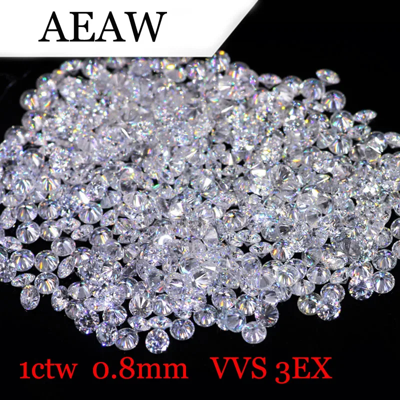 

AEAW 0.8mm Total 1 CTW carat F Color Certified Lab Moissanite Diamond Loose Bead Test Positive Similar to Forever One