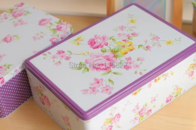 Бесплатная доставка! 2014New цветочный дизайн jumbo металлическое олово Дело конфетка торта печенья коробка 3 шт. контейнер для хранения