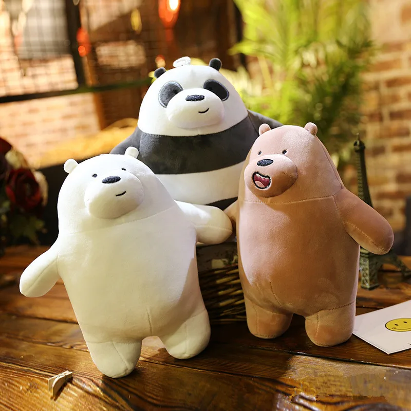

25cm Kawaii We Bare Bears Plush Toy Cartoon Bear Stuffed Grizzly Gray White Bear Panda Doll Kids Love Birthday Gift