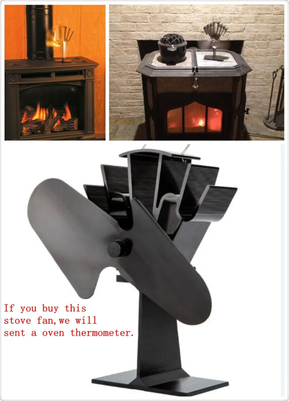 

2016 Newest Poupular Stove Fan / thermometer free