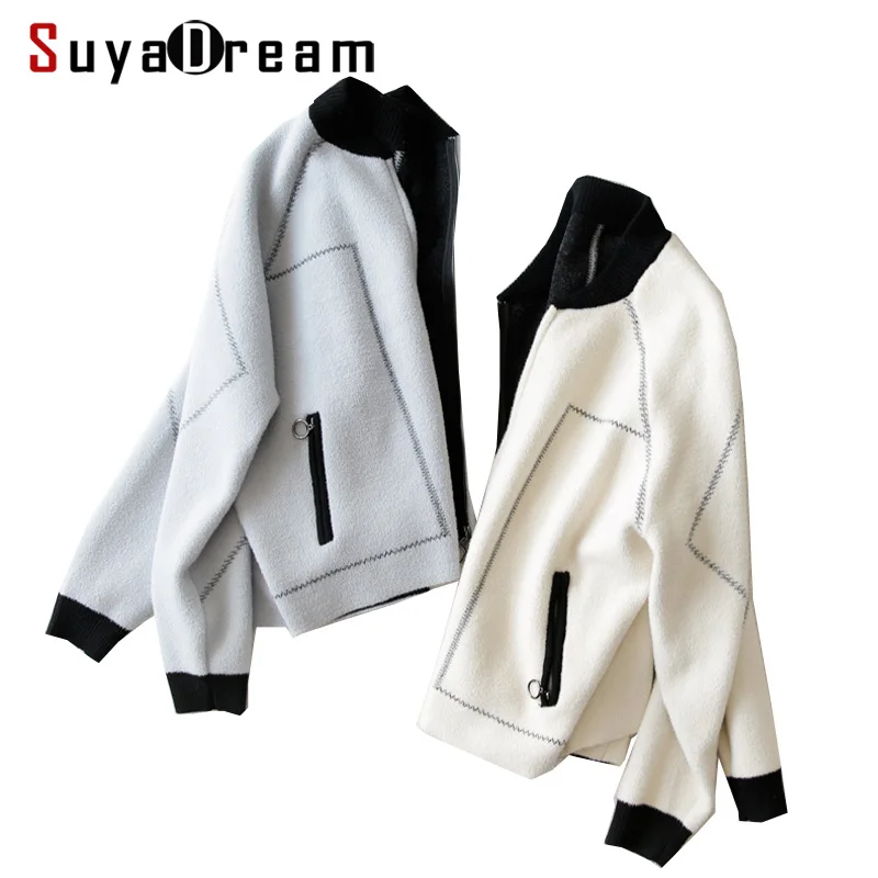 

Women Wool Coat Solid winter coats Two Pockets Zipper Placket Jacket 2017 Winter Outer wear White Black Gray