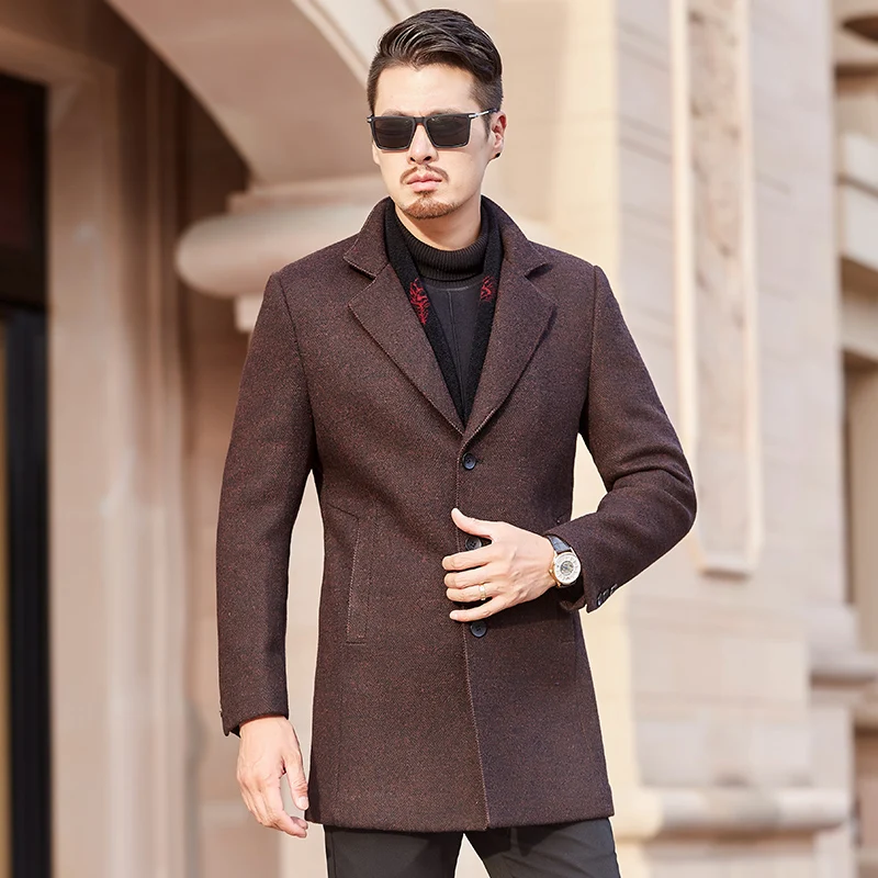Г. Модные мужские Куртки пальто slim fit утолщаются мужские шерстяное пальто мужская повседневная Бизнес Шерсть плащ Большие размеры M-4XL