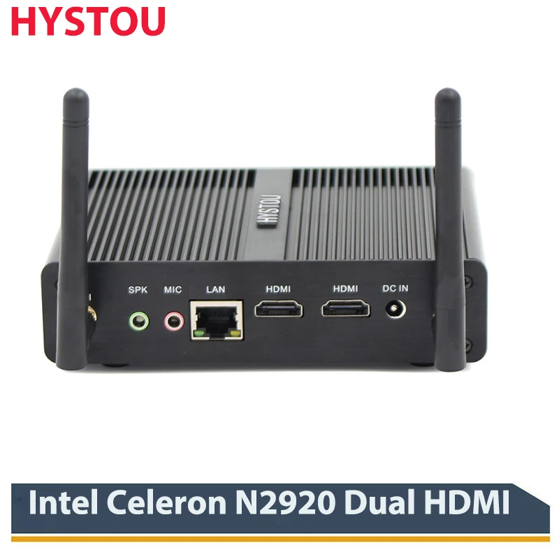 Мини ПК Intel Celeron N2920 пальмовый с 2 * HDMI портами USB 3 0 мини компьютер ТВ приставка HD 1080P