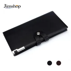 

Jimshop 2016 New Men Long Section Button Bifold Business Leather Wallet Card Coin Wallet Purse Hot Sale Husband Boyfriend Gift