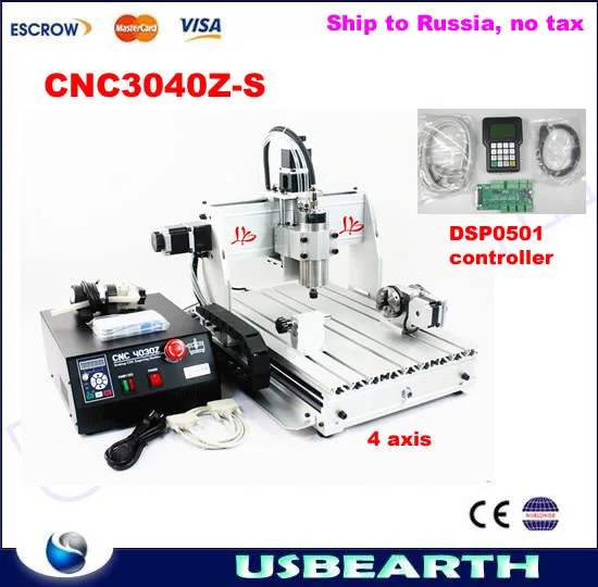 

CNC 3040Z-S 4axis,cnc router /Drilling Milling Machine,CNC 3040 engraving machine with DSP0501 controller, free tax to Russia