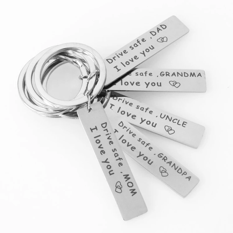 

Drive Safe Quotes Keychain Stainless Steel Inspiration Keyrings Hot Car Key Holder Family Mom Dad Brother Gifts Presents Jewelry
