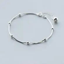 По-настоящему. 925-Стерлинговое Серебро-ювелирные изделия счастливые бусы& цепочка из змеиных костей браслет с jinjle bell GTLS289