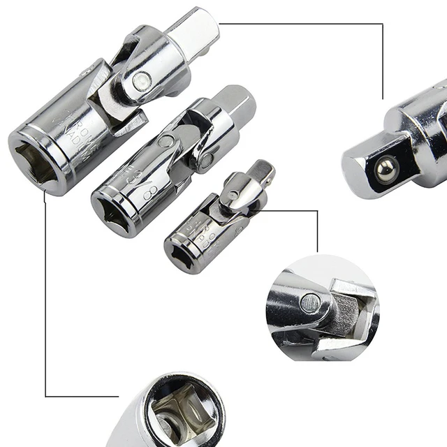 1/4″ 3/8″ 1/2″Universal Joint Set Ratchet Angle Extension Bar Socket Adapter