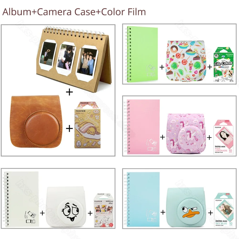 Аналогичный цветной мини чехол для фотоальбома 3 в 1 Fujifilm Instax Mini 9 8 защитная пленка