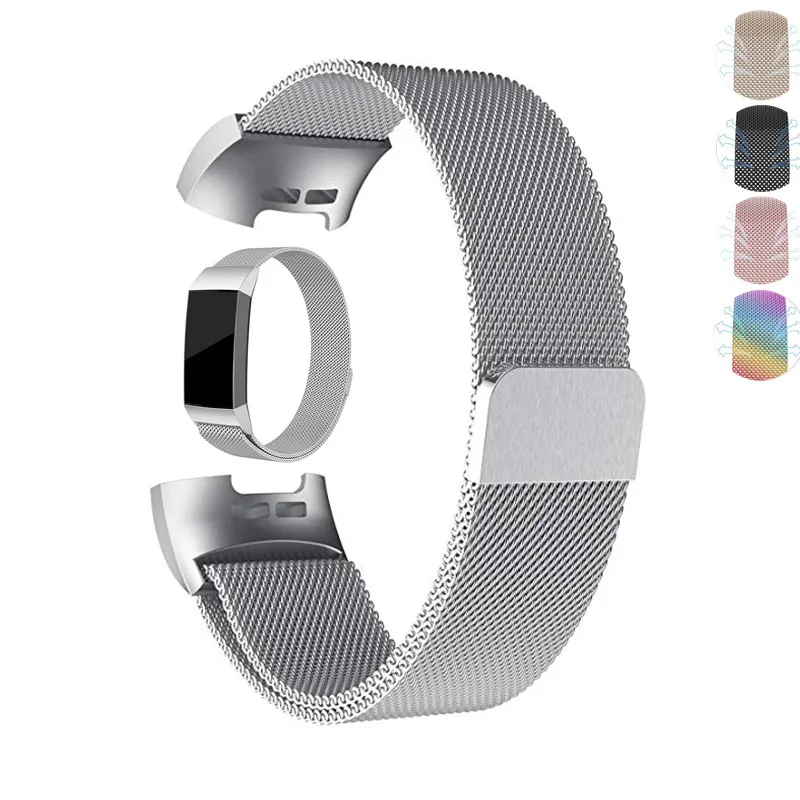 

ASHEI Metal Replacement ForFitbit Charge 3 and Charge 3 SE Fitness Activity Tracker Milanese Loop Stainless Steel Bracelet Strap
