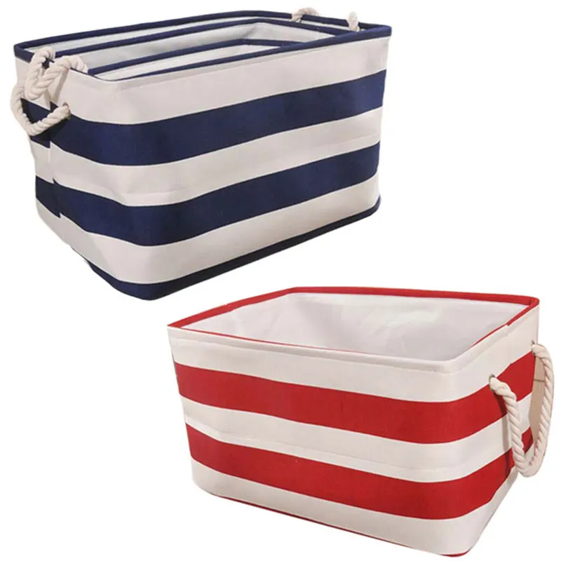

1pcs Cloth Storage Box Navy Style Foldable Bedroom Clothes Storage Bag Desk Makeup Toys Storage Boxes For Home Organizers