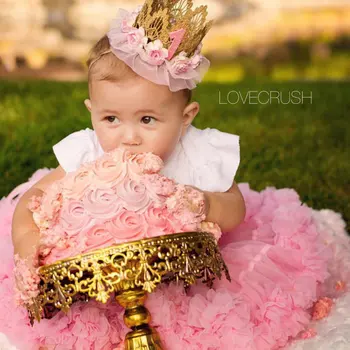 

40pcs/lot 2016 New Baby Girl Gold Lace Crown Mesh Headband Princess Birthday Crown Headband