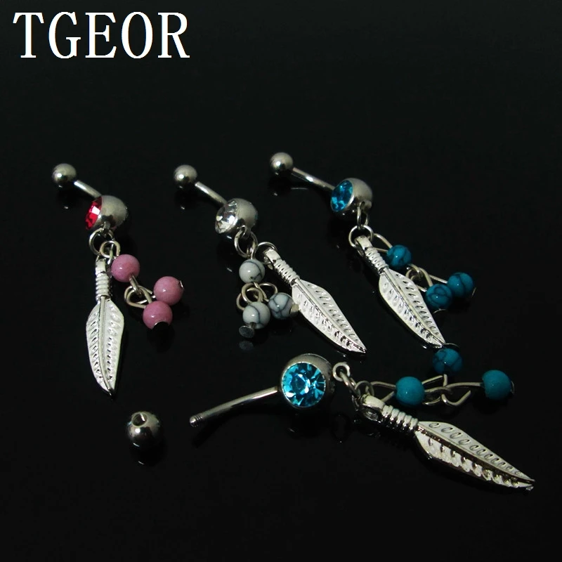 Free shipping Fashion Charm 20pcs gem crystal belly bars Stainless