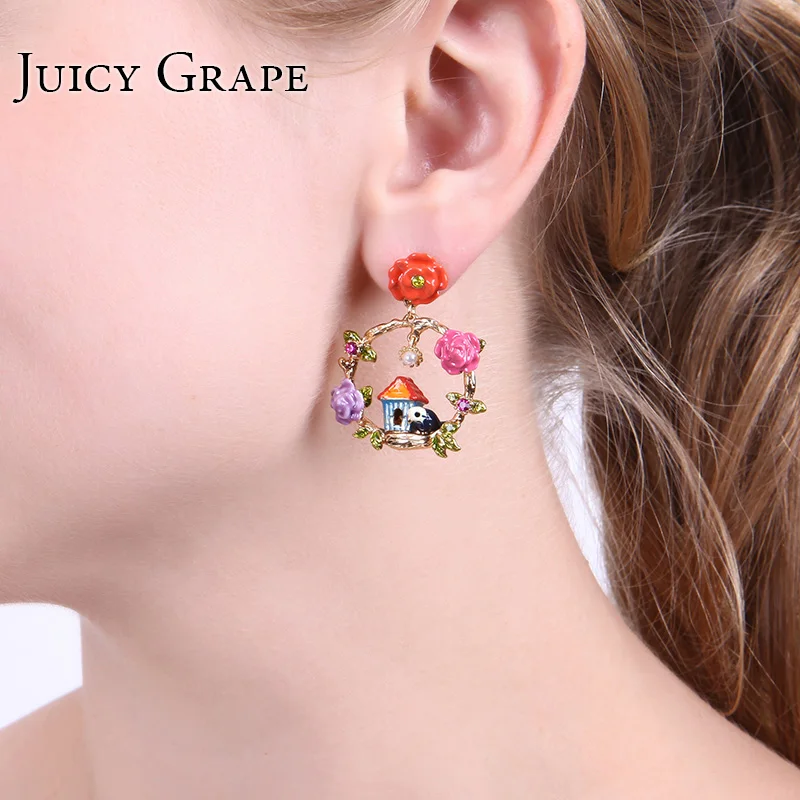 Buy Juicy Grape Hand Painted Enamel Glaze Earrings