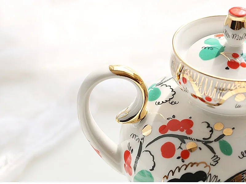 Русский Королевский ручной работы керамический ломонсов красный петух из настоящего золота декоративный чайник мини-чайник