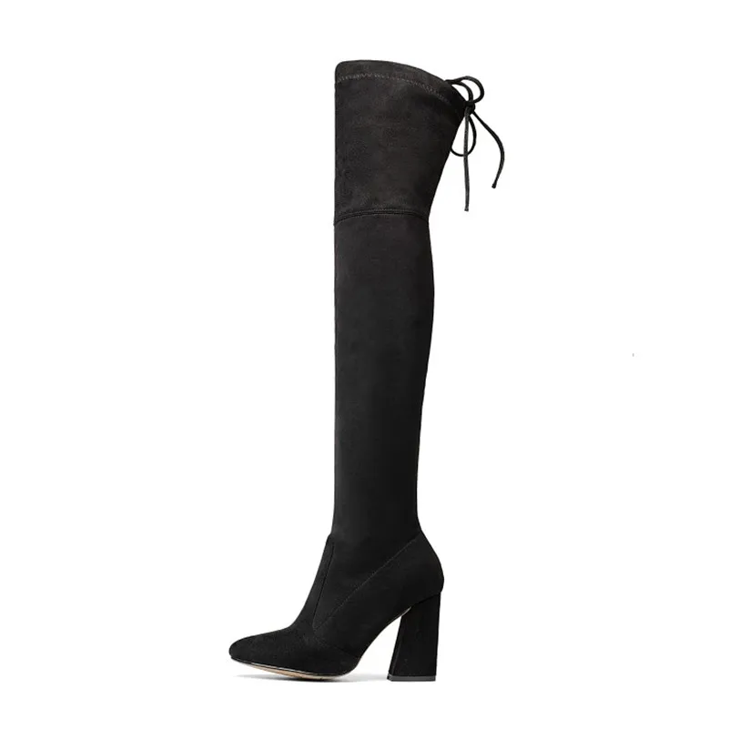 block heel over the knee boots