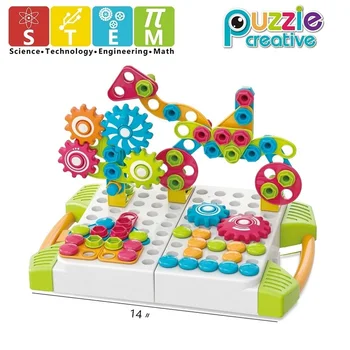 

Gear Building Toy Mosaic Puzzle Art Kit STEM Learning Toy Kids Construction Puzzle Mushroom Nails Pegboard Puzzles Boy Girl Gift