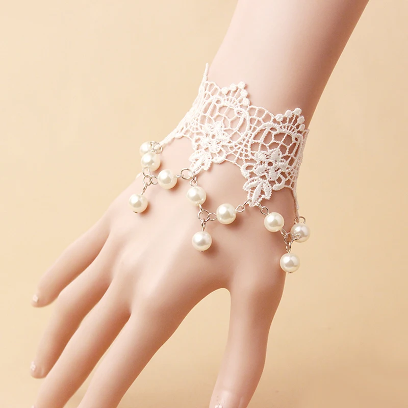 Simulated Pearl Bracelet Lace Wrist Hand Accessories For Jewelry