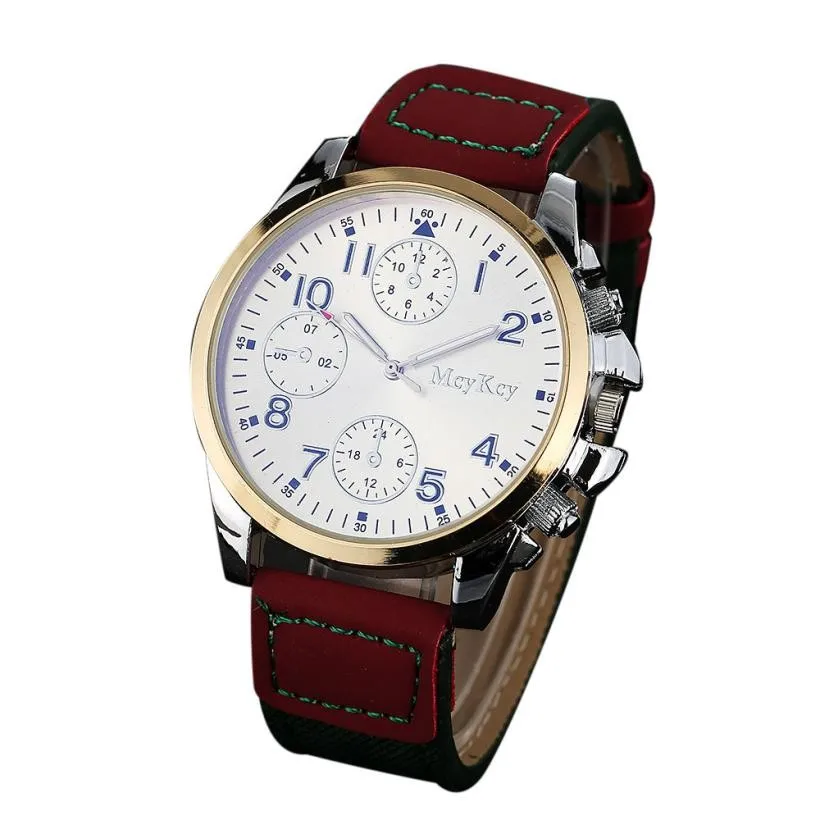 Practical Military Leather Waterproof Quartz Analog Army Men's Date