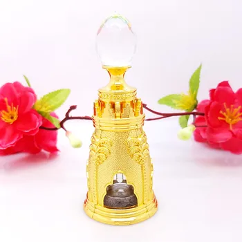 

1unit 8ml Tower Shape with Crystal Vintage gold Arab Market Fashional glass perfume bottle,metal perfume bottle dubai