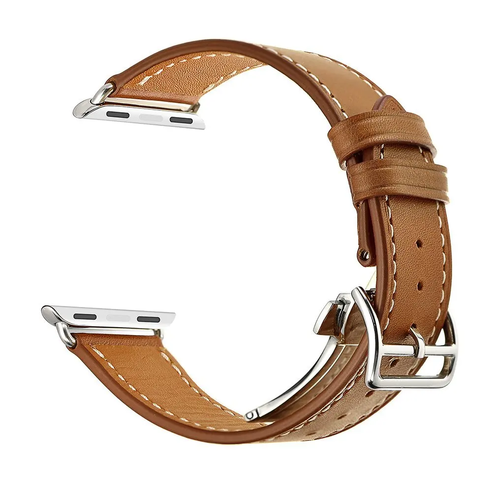 Ремешок из натуральной кожи для Apple Watch 44 мм 40 двойной тур 42 iwatch series 5 4 3 2 сменный