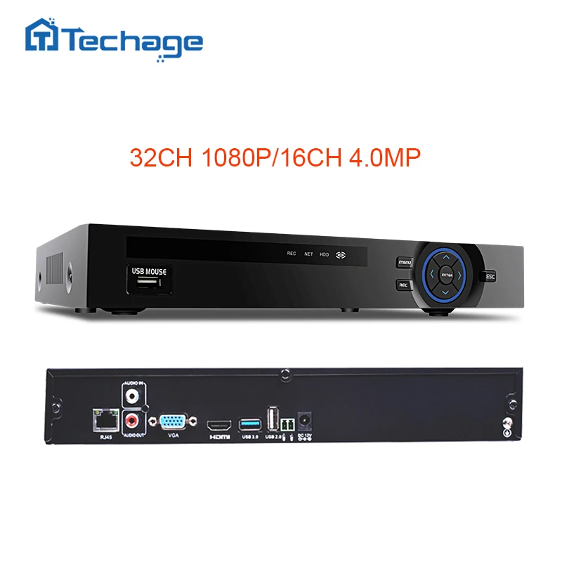 Techage 8CH 5MP 16CH 4MP 32CH 1080P 2MP CCTV NVR детектор движения ONVIF сетевой видеорегистратор для ip