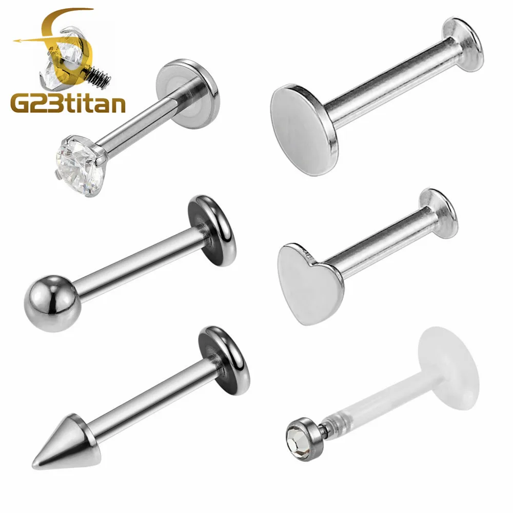 Серьги-гвоздики G23titan для пирсинга губ, ювелирное изделие для прокола губ с внутренней резьбой, 16 г, козелка ушной раковины, губ