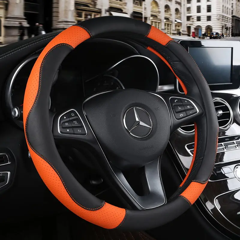 

38CM stiching Steering-wheel Cover Non-slip Skin Feel Car-styling Accessories