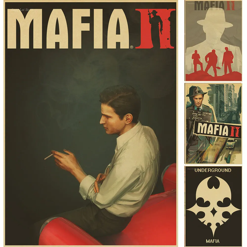 

Living room home wall decoration retro poster The most exciting game poster mafia games