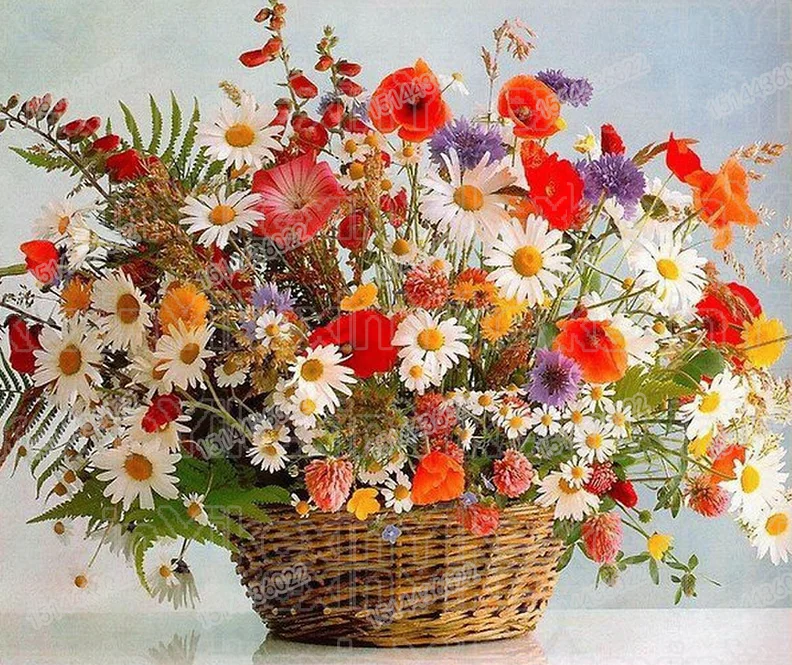 

FullDiamond 5D DIY Diamond Painting "Flower baskets" Embroidery Cross Stitch Rhinestone Painting Decor