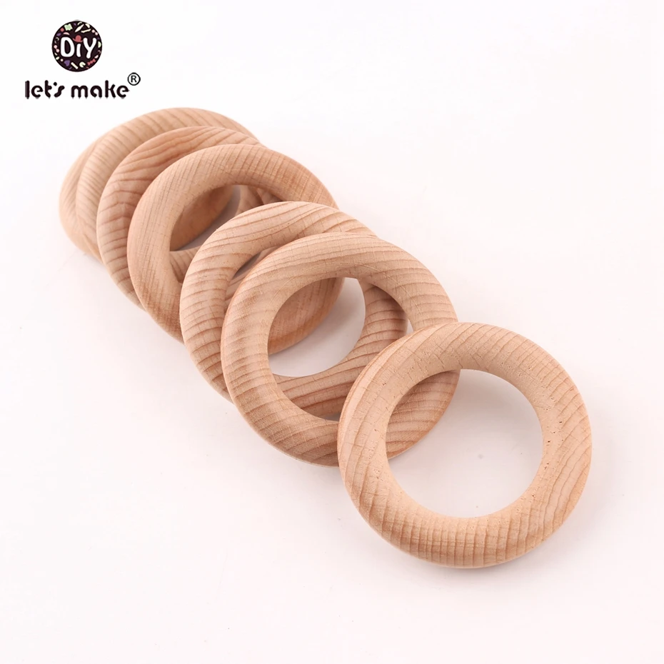 Let's make Beech Wooden Teething Ring 65mm 20pcs Baby Teether DIY Nursing Materials Accessories Necklace Making Tiny Rod | Мать и