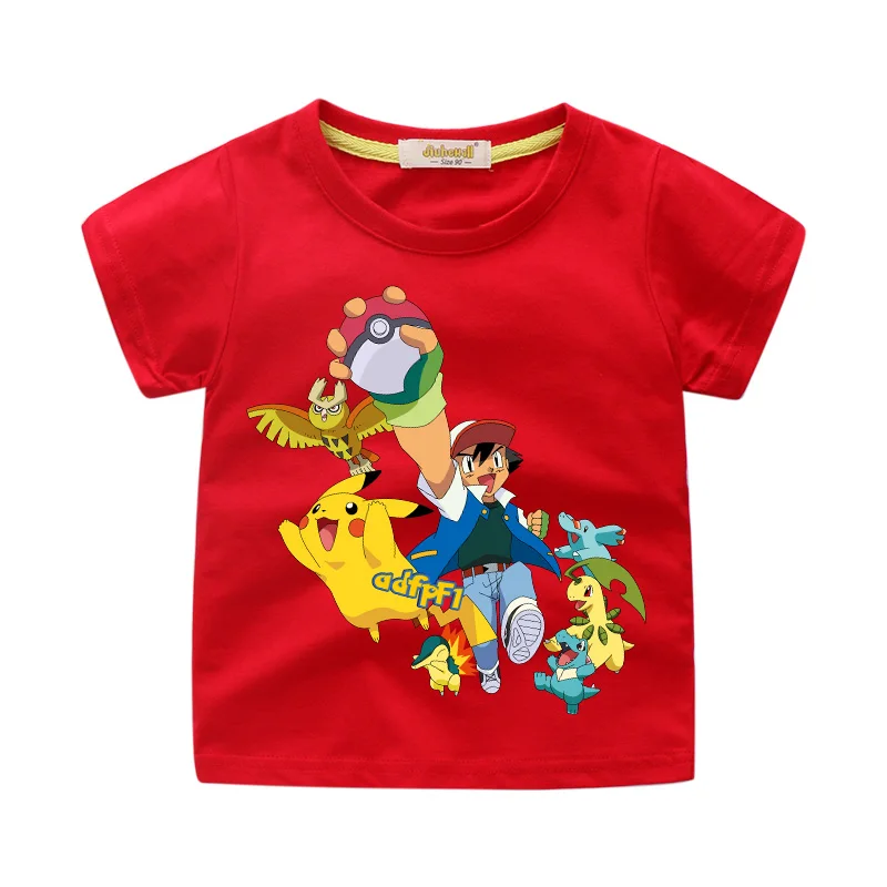 

Baby 3D Cut Pokemon Print T-shirt Costume For Children Summer Short Cartoon Style Tee Tops Clothing Boy Shirt Girls Tshirt WJ069