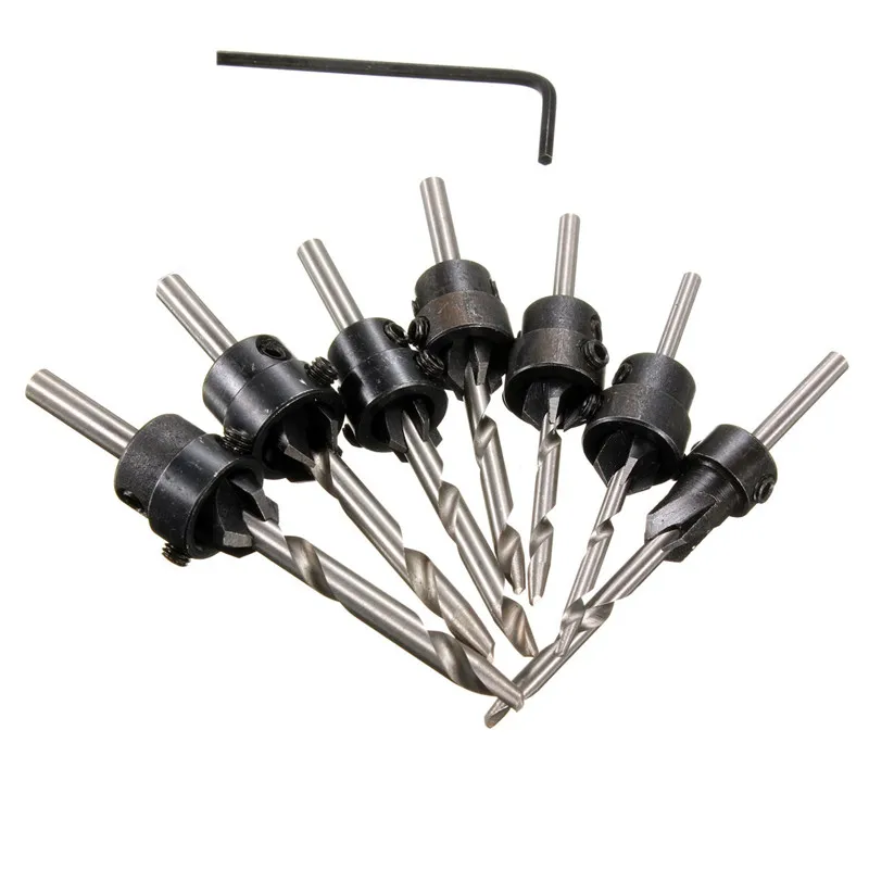 HSS Countersink Drill Woodworking Bit Set Drilling Pilot Holes For Screw 7pcs Sizes #5 #6 #7 #8 #9 #10 #11 #12 Electric Drill HSS Countersink Drill Woodworking Bit Set Drilling Pilot Holes For Screw 7pcs Sizes #5 #6 #7 #8 #9 #10 #11 #12 Electric Drill
