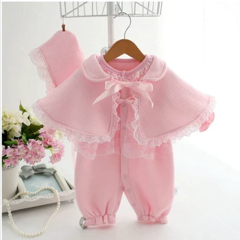 

2016 newborn baby girl dress suit beautiful girl princess dress climbing clothes + hat + shawl 3pcs clothing brand free shipping