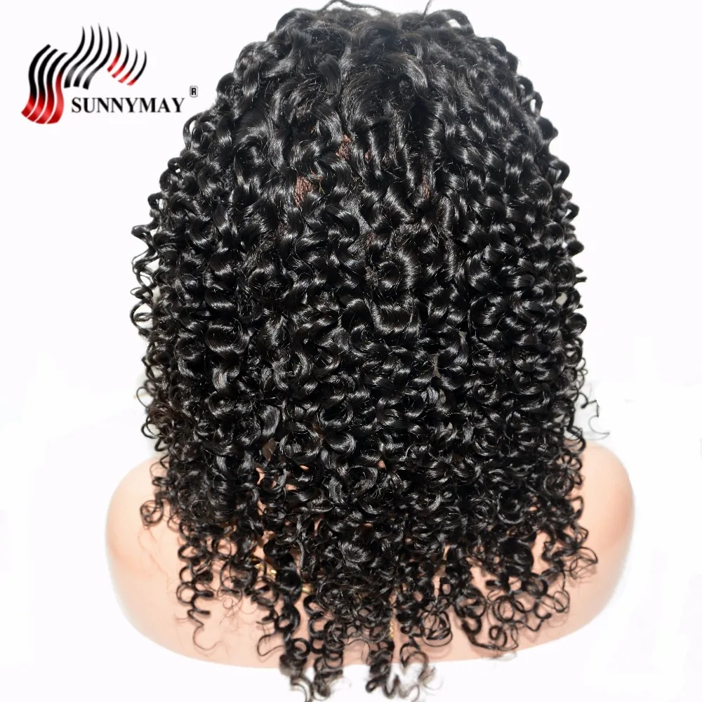Sunnymay полный парик шнурка человеческих волос малазийские кудрявые волосы отбеленные узлы полный парик шнурка человеческих волос