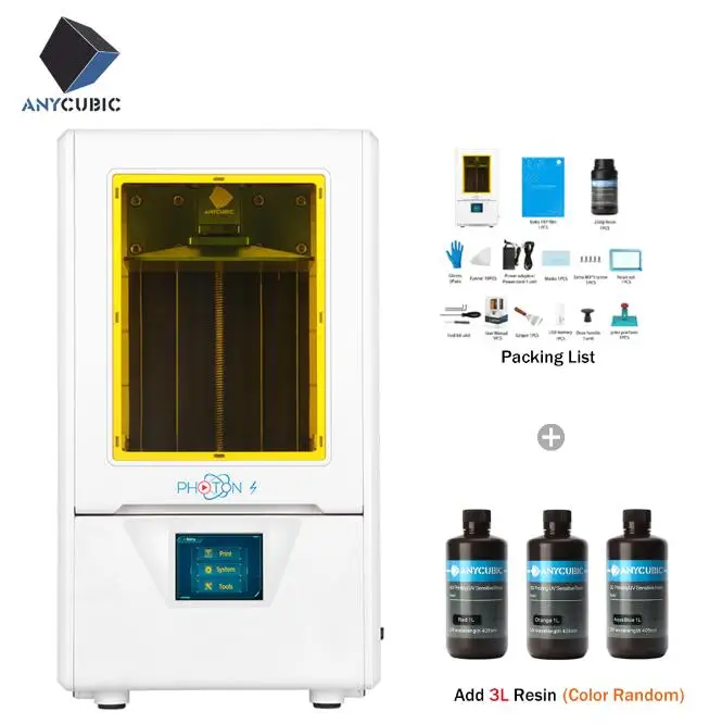 Anycubic 3d принтер Photon-S 3d Стоматологическое украшение Модернизированный SLA/lcd УФ Смола слайсер Настольный impresora 3d drukarka наборы принтеров - Цвет: PhotonS-- Add 3L