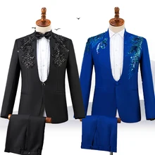 Мужская куртка, костюм, блейзер с блестками, приталенное платье, пальто, наряды для певицы, костюм для праздника, ночного клуба, сцены, Мужская официальная одежда DT746