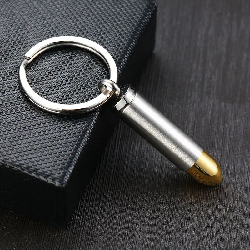 10mm Bullet Keychain Stainless Steel Two Tone Special Nickel Locked Groomsman Birthday Jewelry