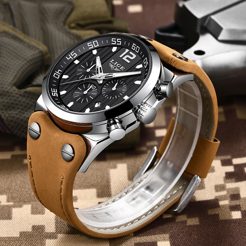 

Reloj Hombre LIGE New Men Watches Military Army Brand Luxury Sports Casual Waterproof Watch Male Leather Quartz Wristwatch Men