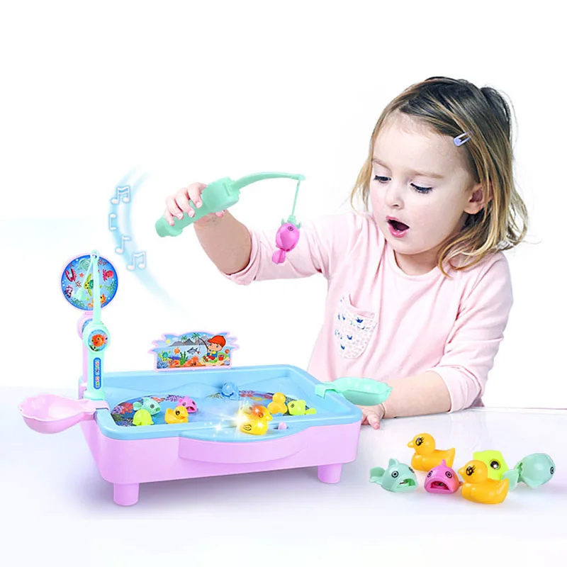 

Fishing toy set children magnetic boy girl baby kitten electric fishing puzzle play water toys for baby gifts