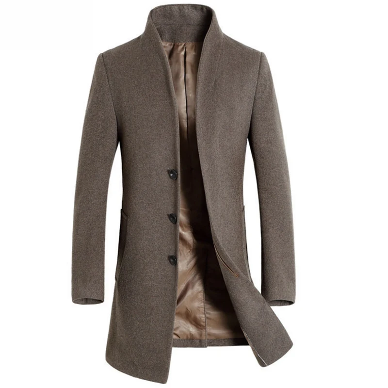 

Mwxsd winter casual Men's wool Jackets and coats men slim fit business brown wool overcoat jacket male woolen outwear clothing