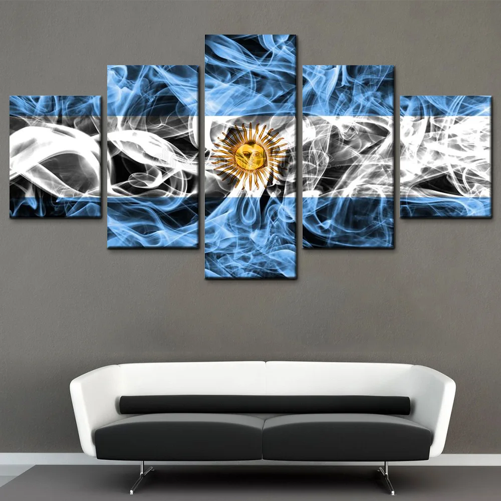 

Abstract Argentina smoke flag picture HD printed large 5 pieces canvas home decor painting for living room wall art prints