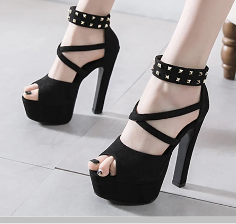 

Summer Woman Sandals New Korean Fashion Wild High Heels 15CM Waterproof Platform Thick Heels Peep Toe Sandals Women Shoes Pumps