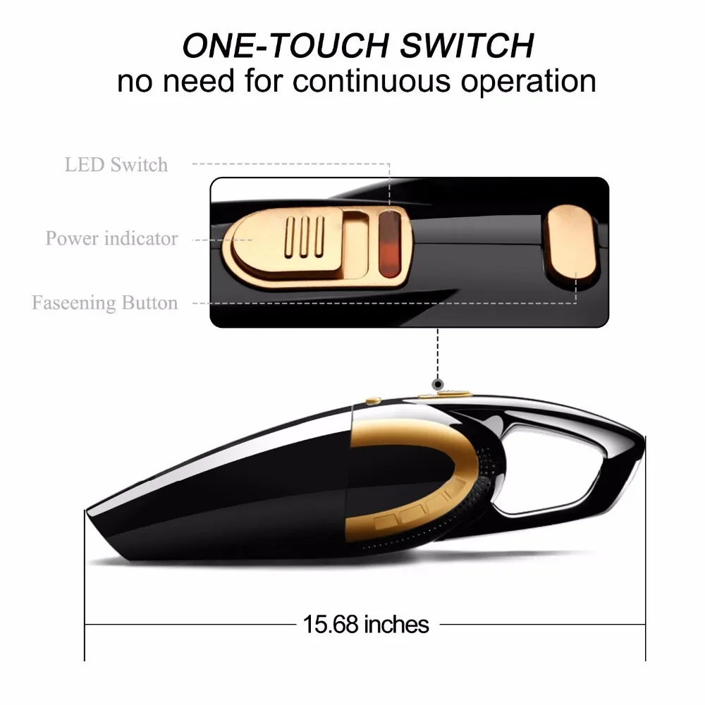 4800pa портативный автомобильный пылесос для сухой и влажной уборки двойного назначения с мощностью 120 Вт 12 В 5 метров кабеля, супер абсорбирующий автомобильный мусор